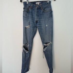 High Rise Distressed Blue Jeans